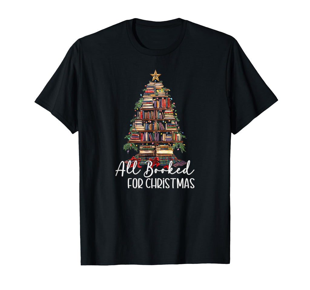 All Booked Book Lovers Tree Books X Mas T-Shirt - Custom Art Print Unisex - T-Shirt, Sweatshirt, Hoodie