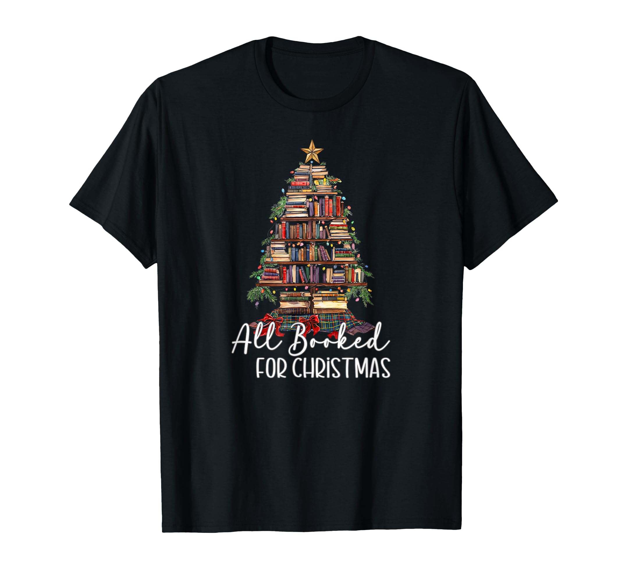 All Booked Book Lovers Tree Books X Mas T-Shirt - Custom Art Print Unisex - T-Shirt, Sweatshirt, Hoodie