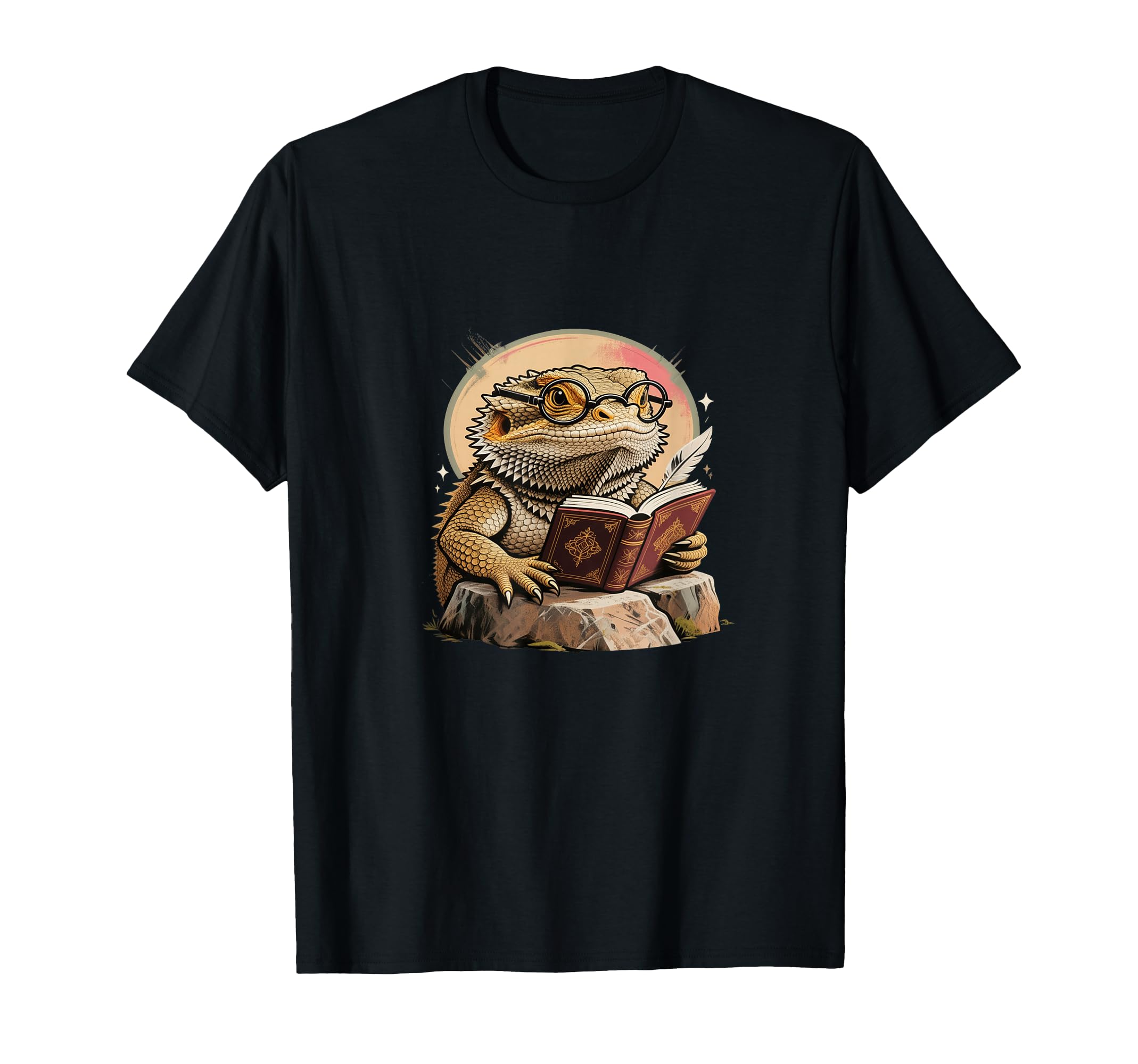 Nerdy Bearded Dragon Glasses Book T-Shirt - Aesthetic Graphic Unisex - T-Shirt, Sweatshirt, Hoodie
