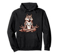 Meditation Wolf Yoga Pose Relaxing Hoodie - Fun Novelty Design Men Women - T-Shirt, Sweatshirt, Hoodie