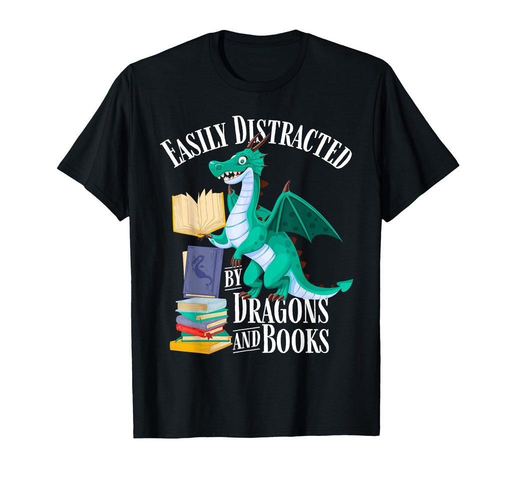 Easily Distracted Dragons And Books T-Shirt - Custom Art Print for Adults - T-Shirt, Sweatshirt, Hoodie