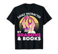 Reading Book Lover Fantasy Dragon T-Shirt - Minimalist Print Men Women - T-Shirt, Sweatshirt, Hoodie
