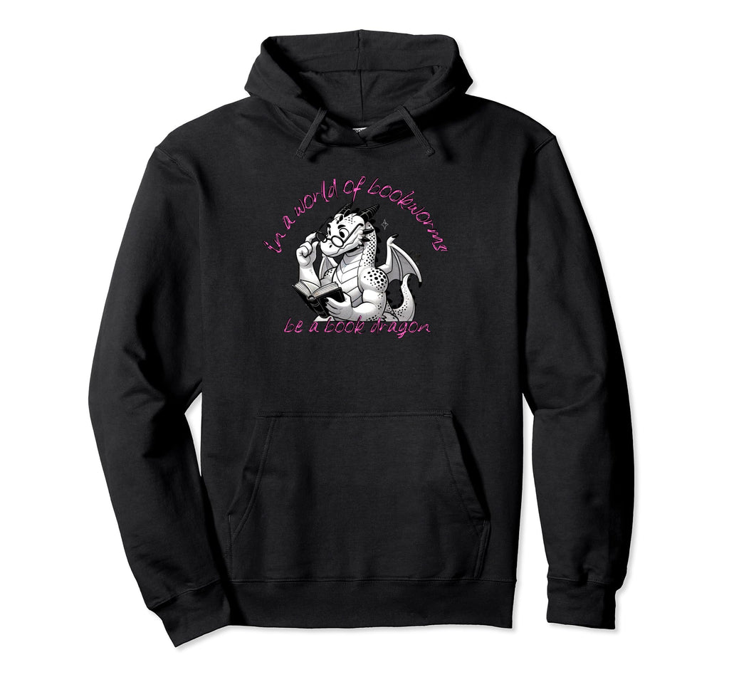 Dragon World Bookworms Be Book Dragon Hoodie - Fun Novelty Design Men Women - T-Shirt, Sweatshirt, Hoodie