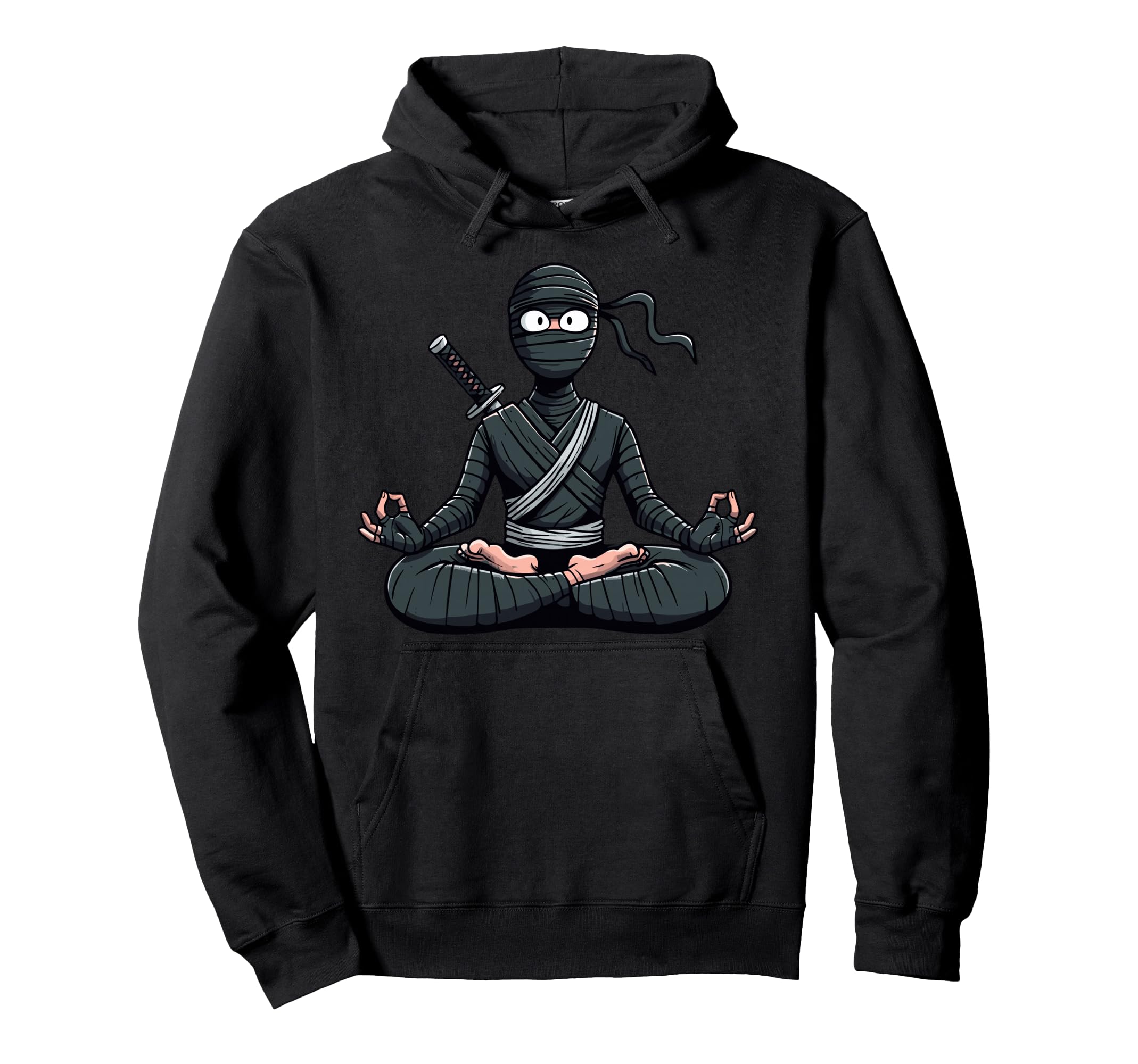 Meditation Ninja Yoga Pose Relaxing Hoodie - Graphic Print for Adults - T-Shirt, Sweatshirt, Hoodie