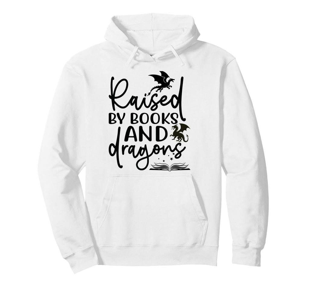 Raised Books And Dragons Fantasy Book Hoodie - Graphic Print for Adults - T-Shirt, Sweatshirt, Hoodie