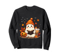 Ghost Reading Book Fall Leaves Sweatshirt - Minimalist Print Unisex - T-Shirt, Sweatshirt, Hoodie