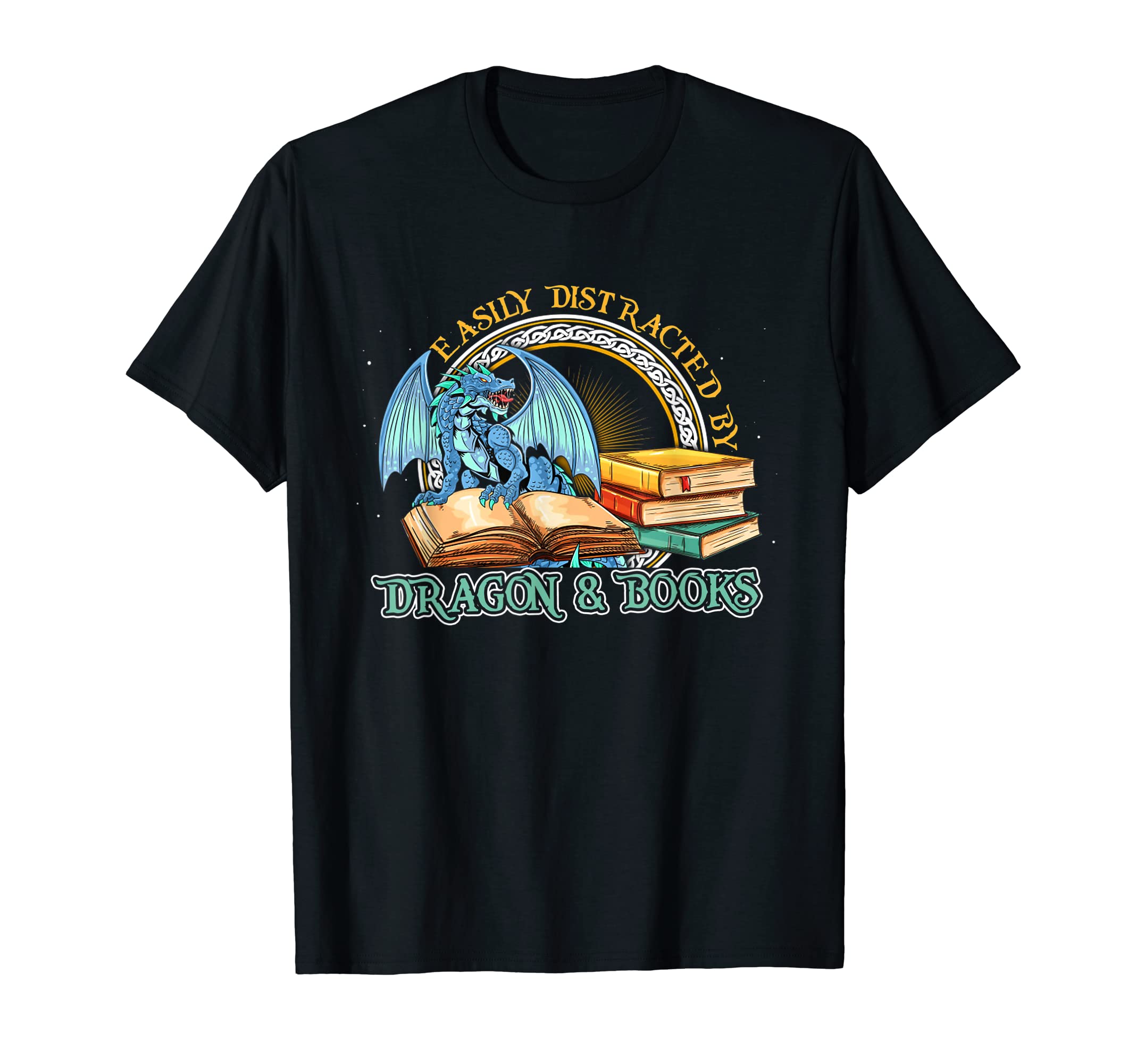 Easily Distracted Dragon And Books Nerds T-Shirt - Trendy Graphic Men Women - T-Shirt, Sweatshirt, Hoodie