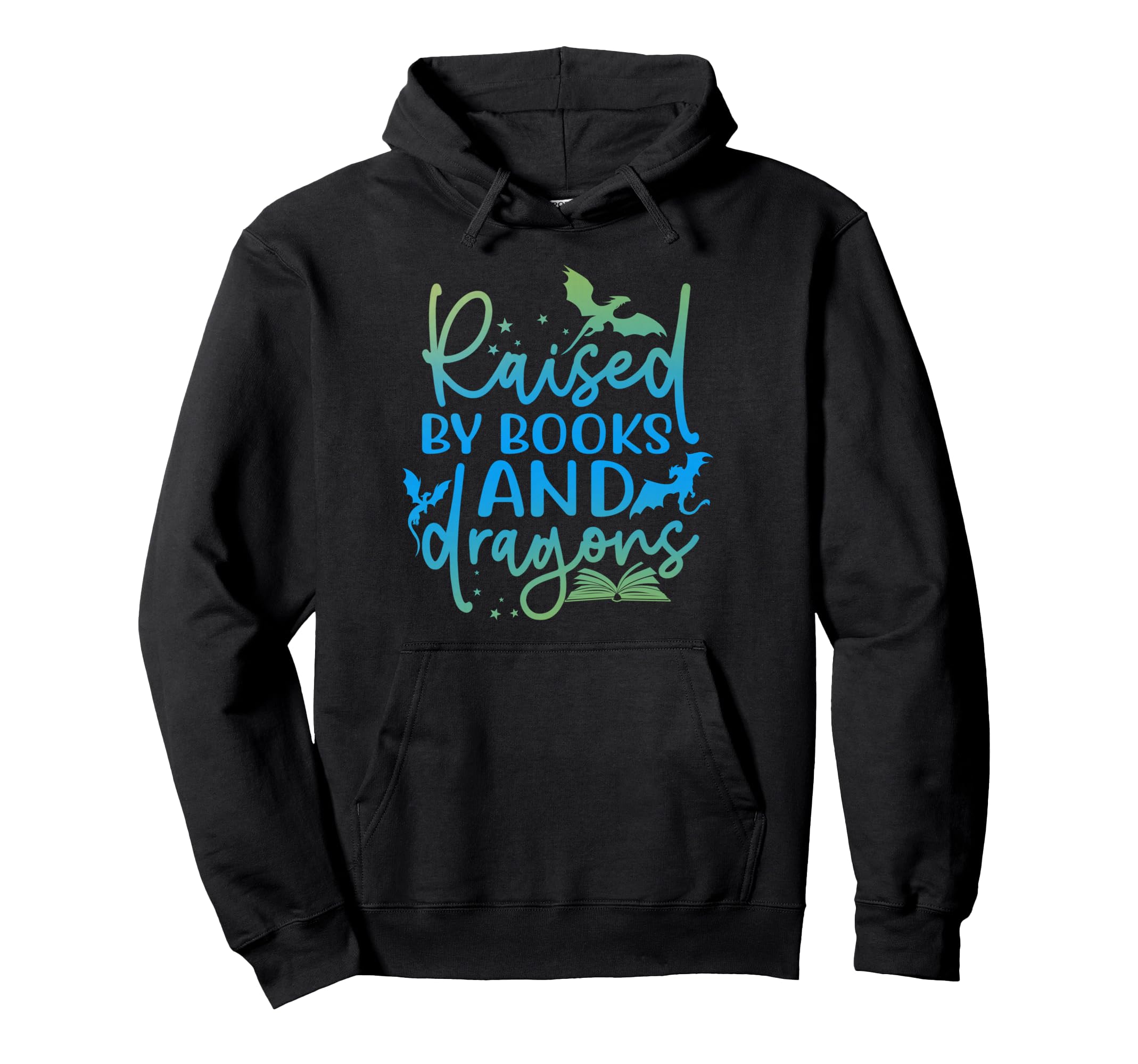 Raised Books And Dragons Fantasy Book Hoodie - Aesthetic Graphic Unisex - T-Shirt, Sweatshirt, Hoodie