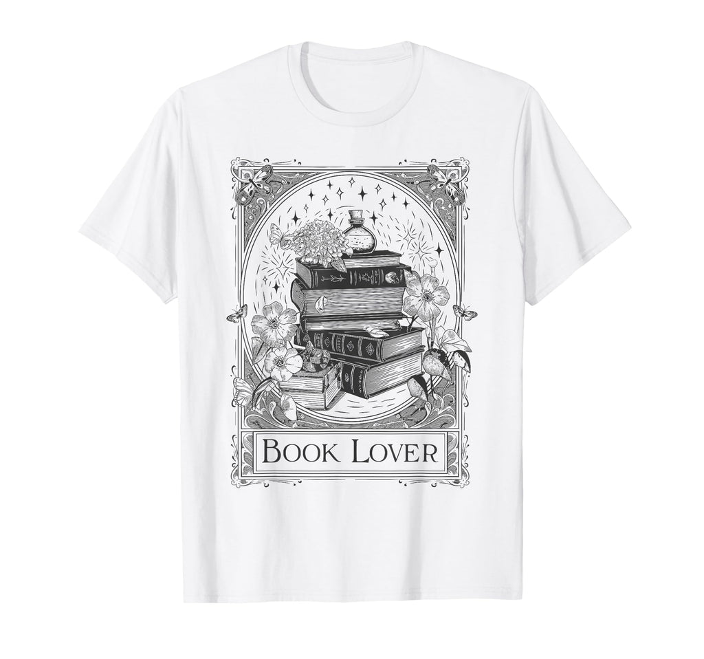 Book Lover Bibliophile Floral Gothic Reading T-Shirt - Graphic Print Unisex - T-Shirt, Sweatshirt, Hoodie