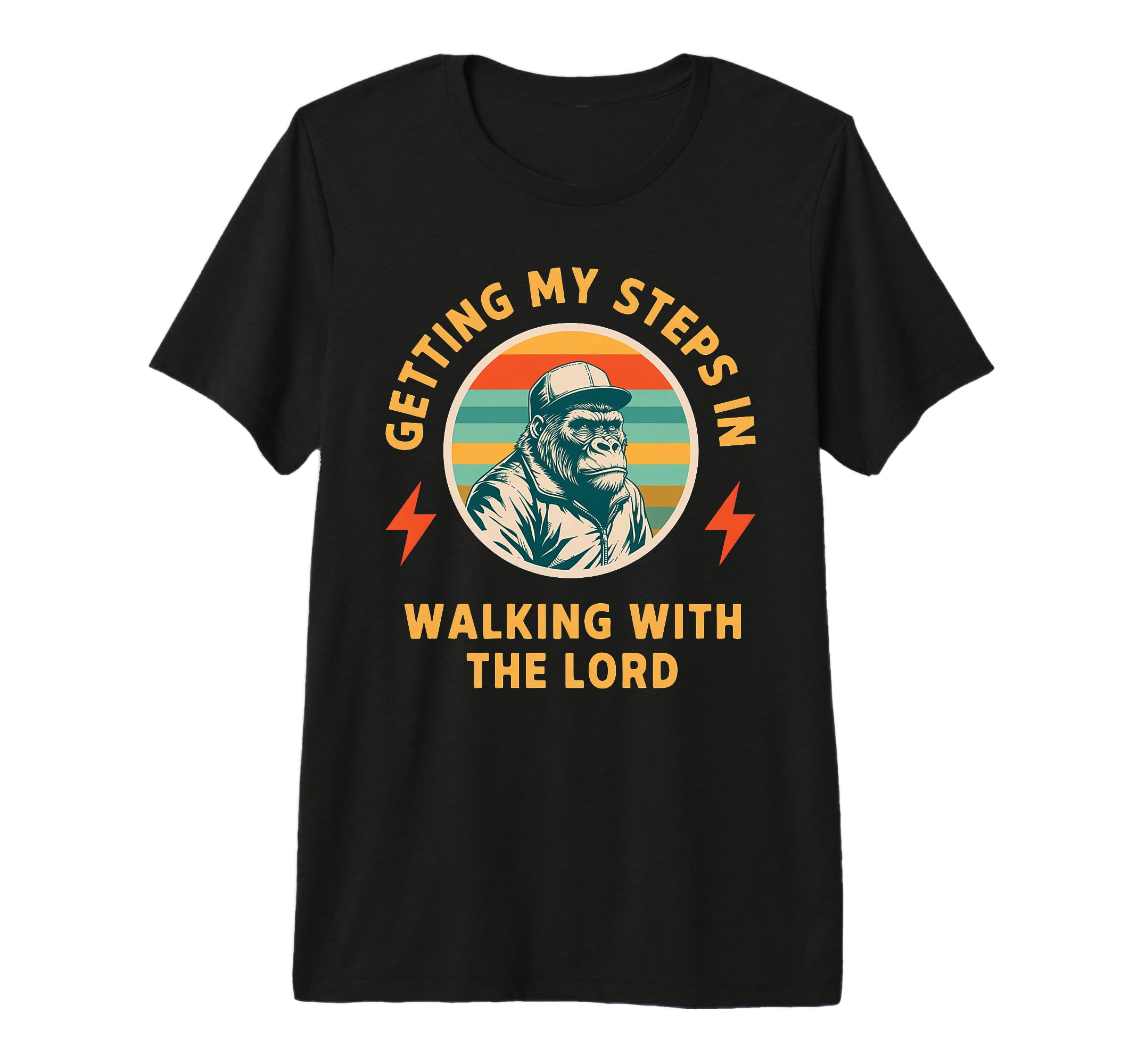 Getting My Steps Walking Lord Gorilla Tri T-Shirt - Novelty Apparel Unisex - T-Shirt, Sweatshirt, Hoodie