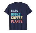 Funny Cats Books Coffee Plants T-Shirt - Minimalist Print for Adults - T-Shirt, Sweatshirt, Hoodie