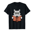 Cat Reading Book Nerd Kitty Bookworm T-Shirt - Fun Novelty Design Men Women - T-Shirt, Sweatshirt, Hoodie