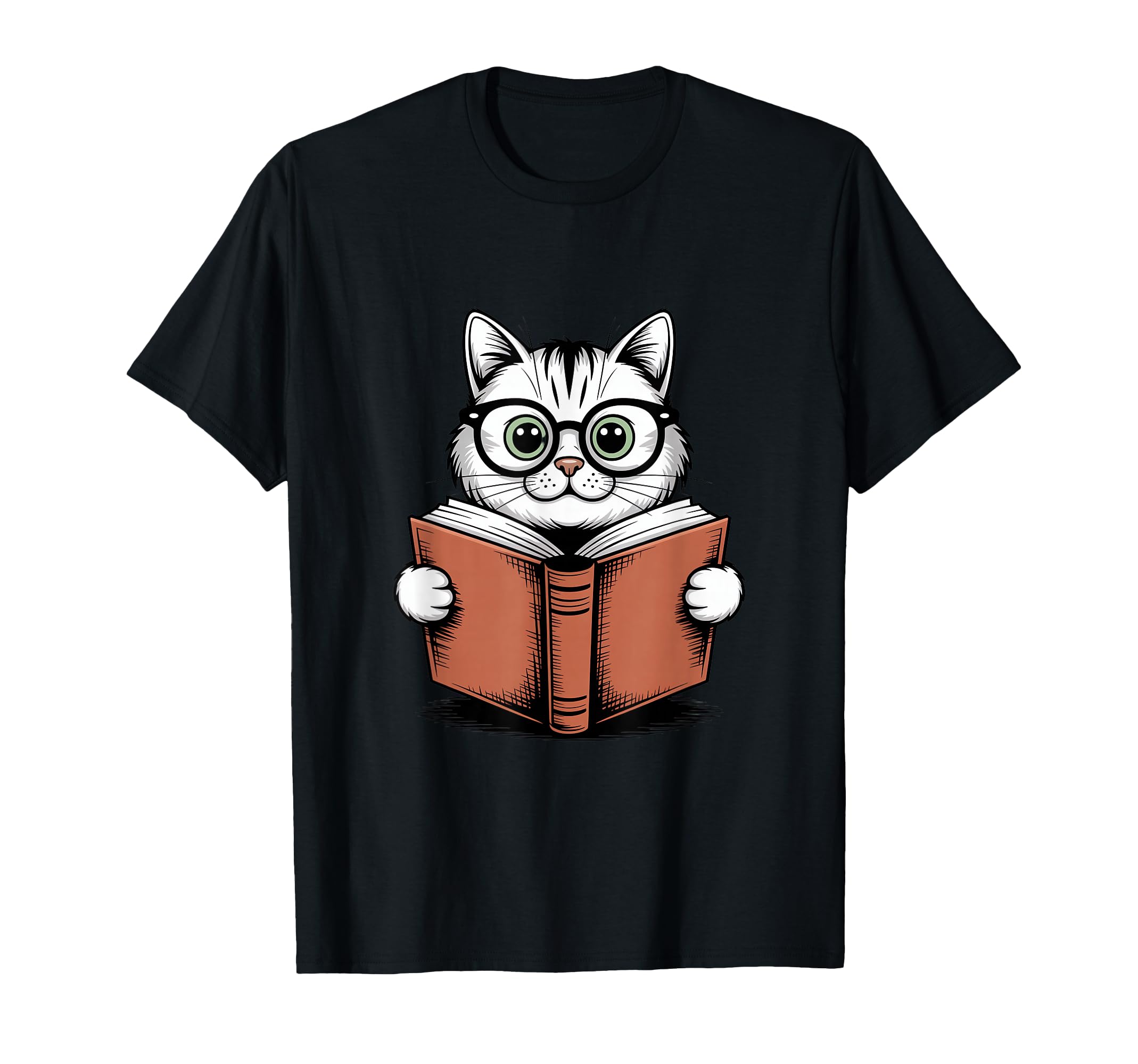 Cat Reading Book Nerd Kitty Bookworm T-Shirt - Fun Novelty Design Men Women - T-Shirt, Sweatshirt, Hoodie