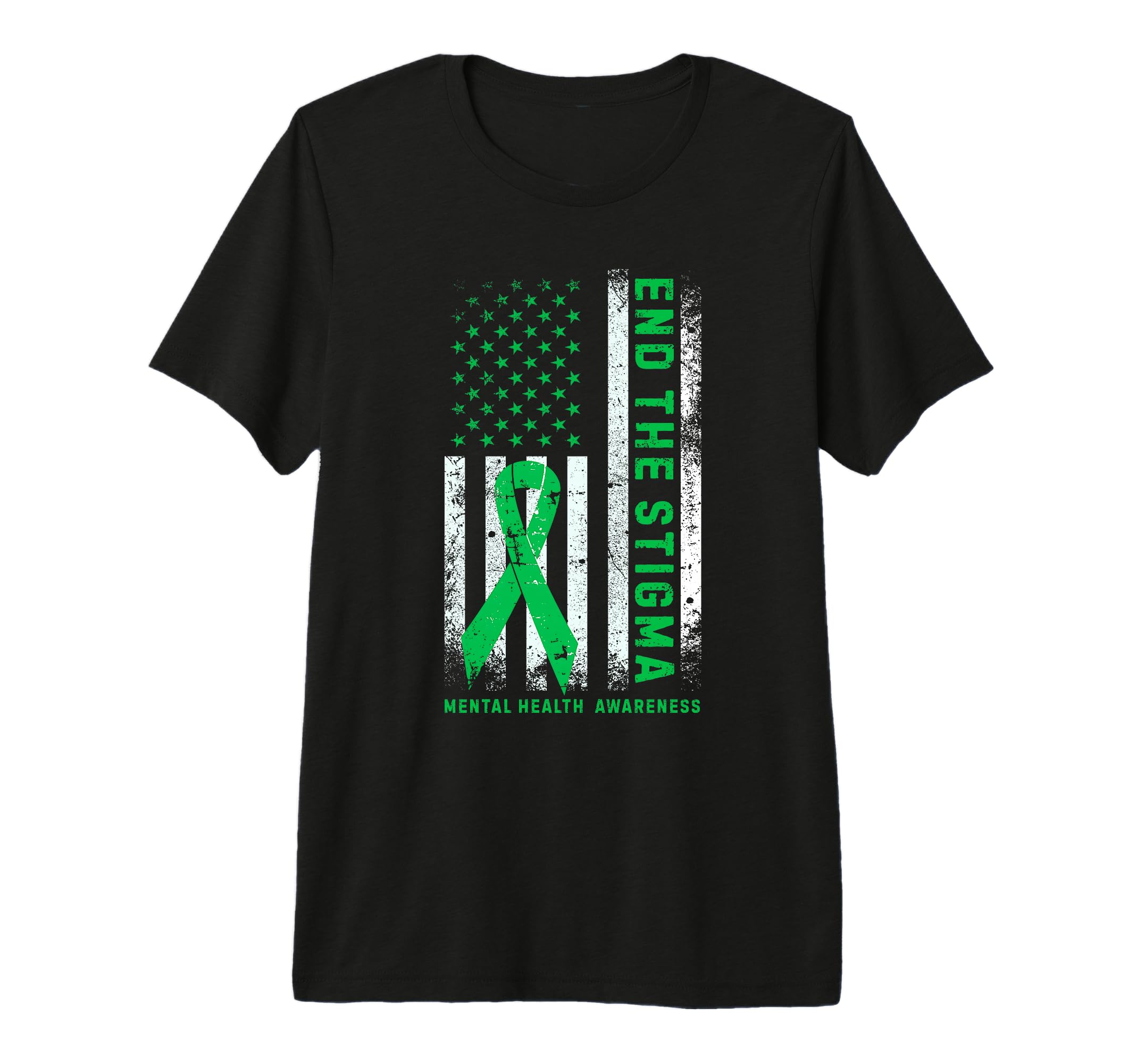 End Stigma Mental Health Awareness Usa Flag T-Shirt - Graphic Print Unisex - T-Shirt, Sweatshirt, Hoodie