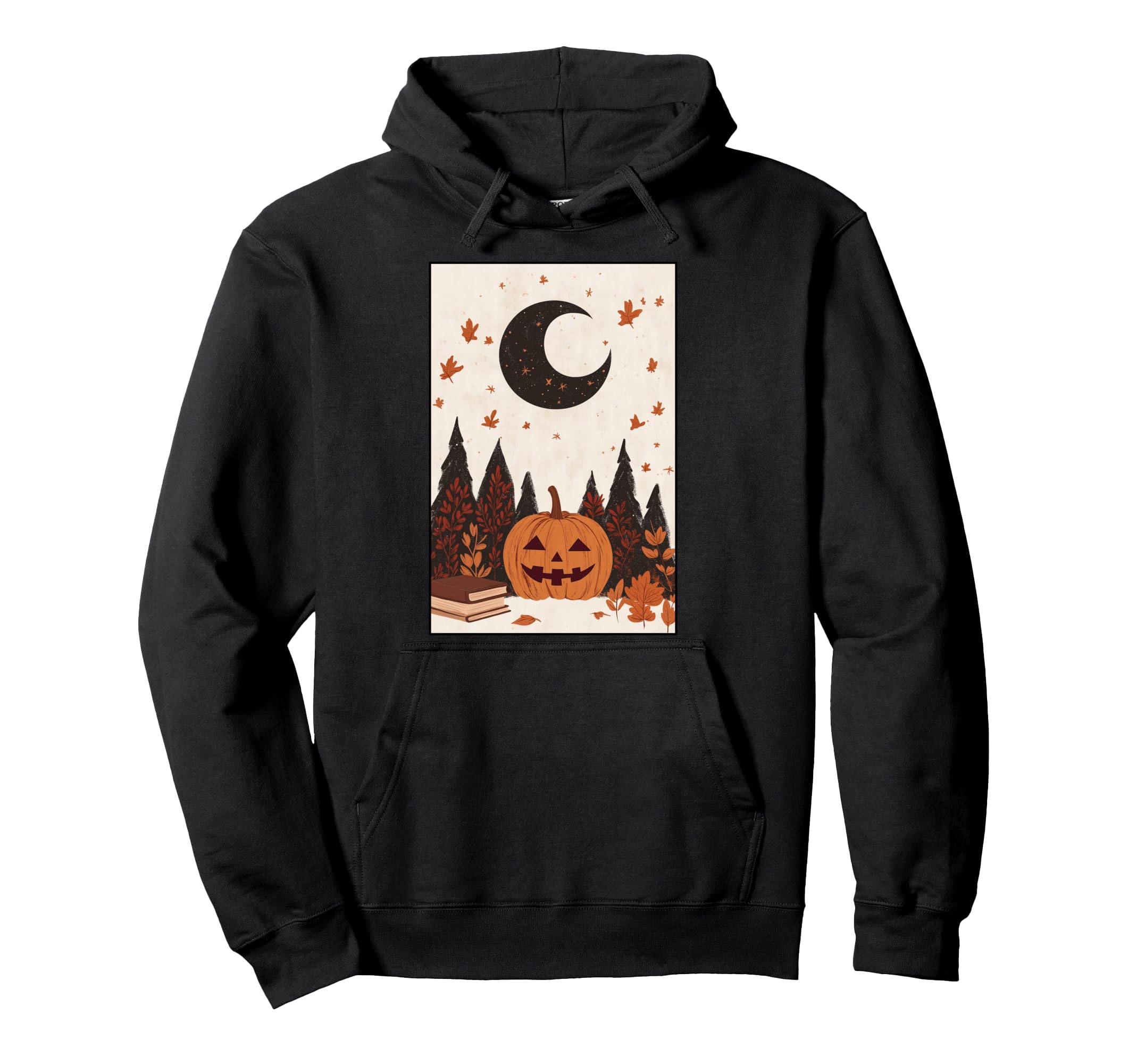 Fall Books Pumpkin Moon Halloween Hoodie - Casual Everyday Wear Unisex - T-Shirt, Sweatshirt, Hoodie