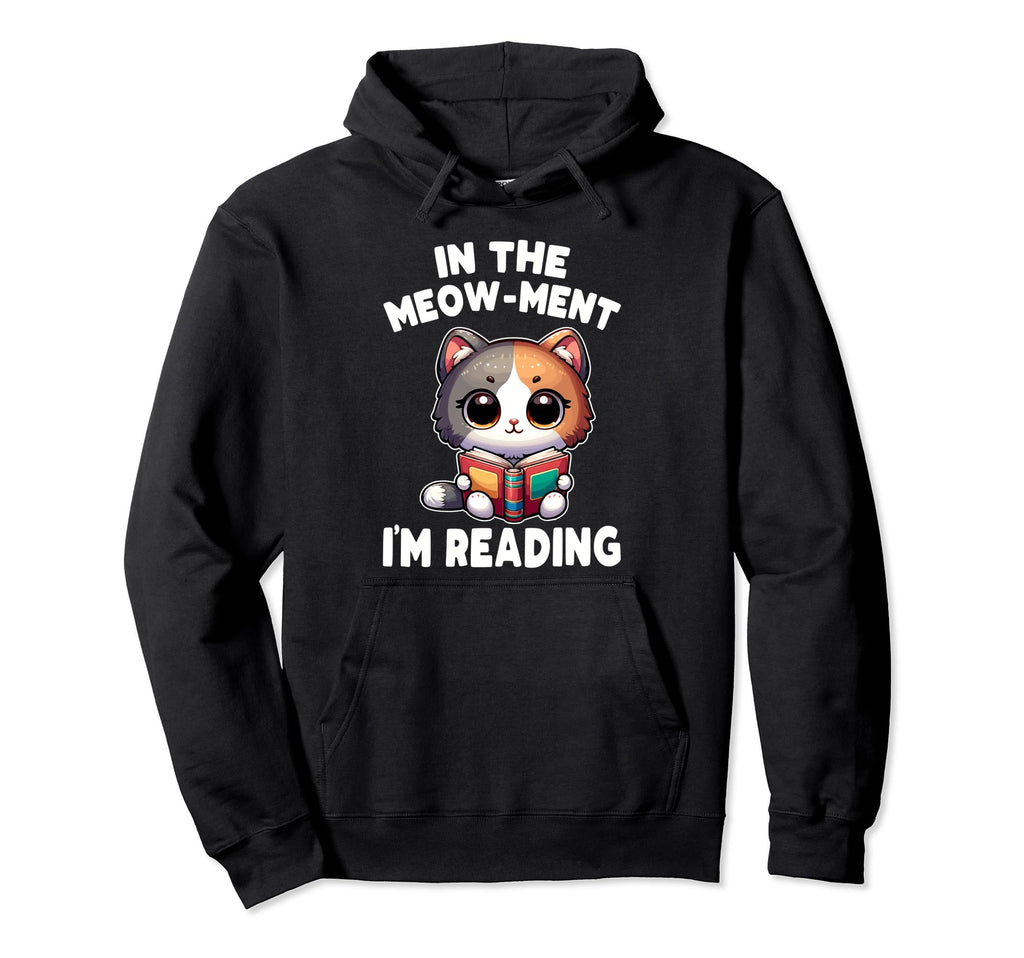 Reading Book Cat Library Reading Hoodie - Minimalist Print for Adults - T-Shirt, Sweatshirt, Hoodie