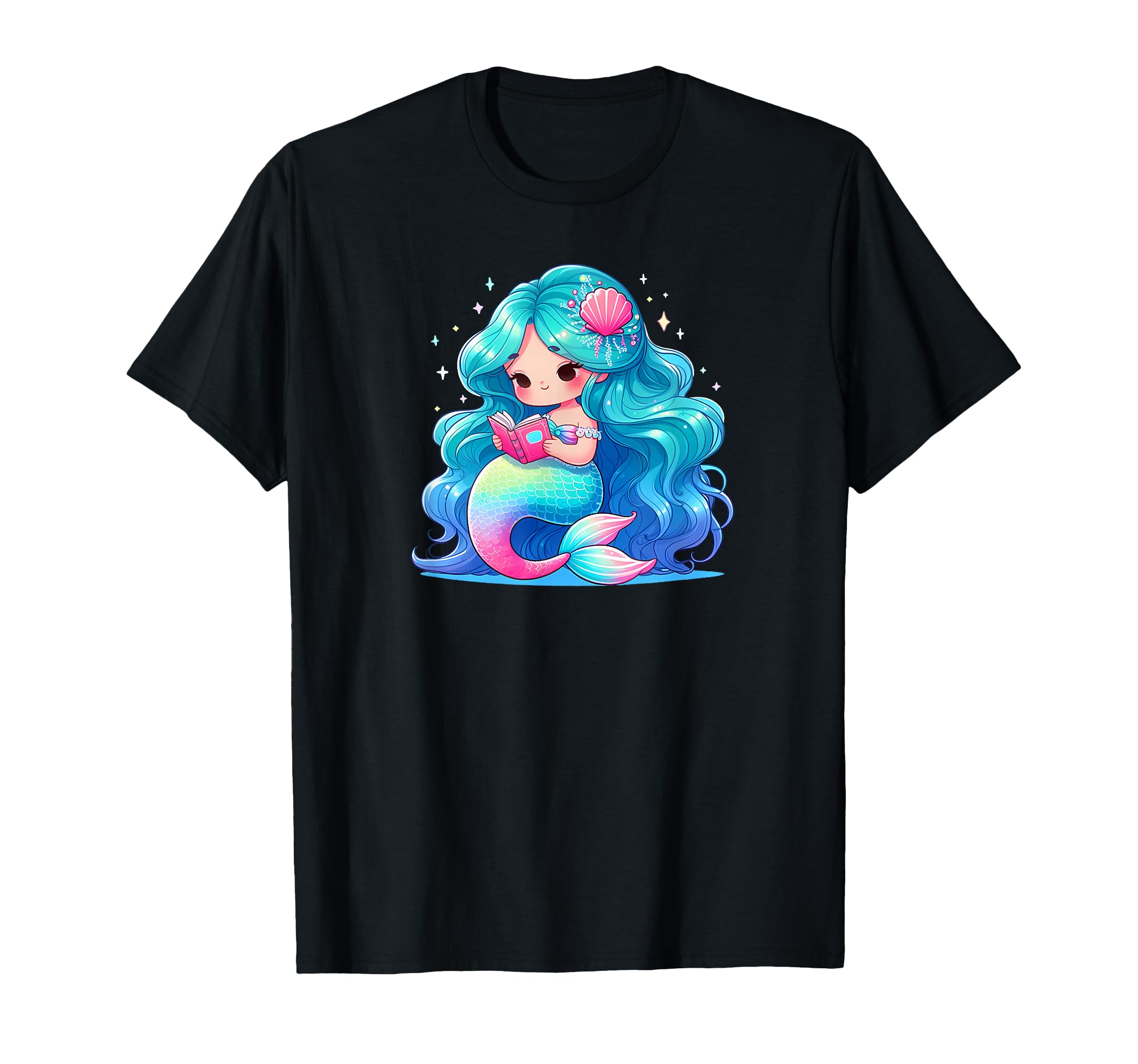 Mermaid Reading T-Shirt - Trendy Graphic Unisex - T-Shirt, Sweatshirt, Hoodie