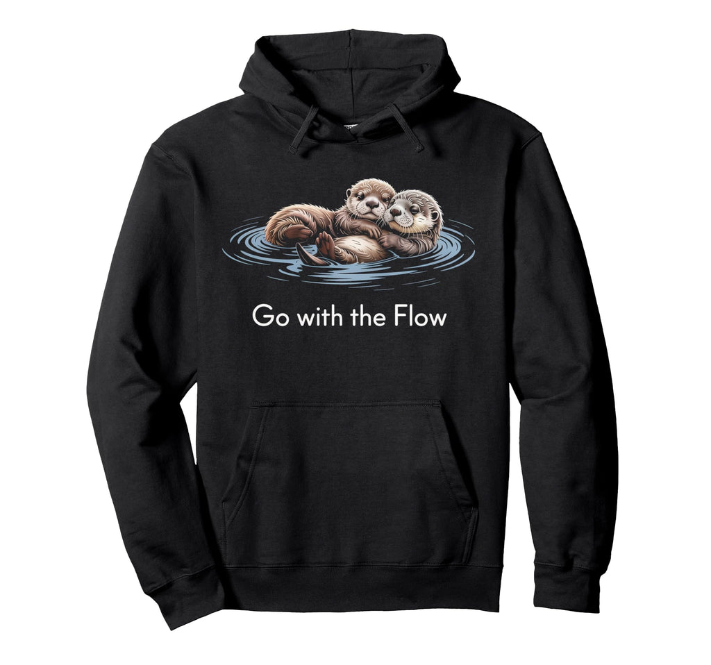 Flow Otter Parent Child Relax Hoodie - Unique Graphic Men Women - T-Shirt, Sweatshirt, Hoodie