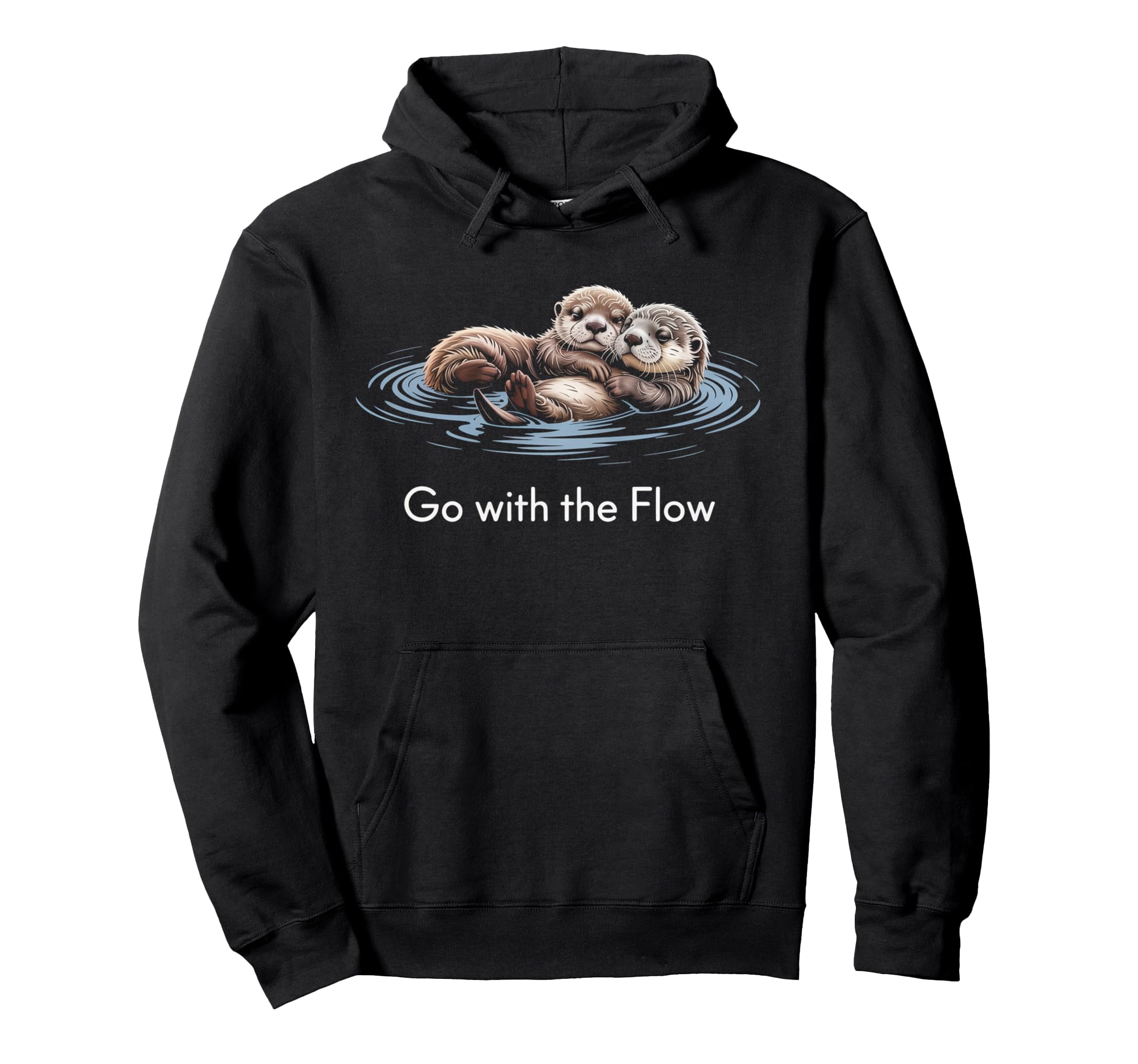 Flow Otter Parent Child Relax Hoodie - Unique Graphic Men Women - T-Shirt, Sweatshirt, Hoodie