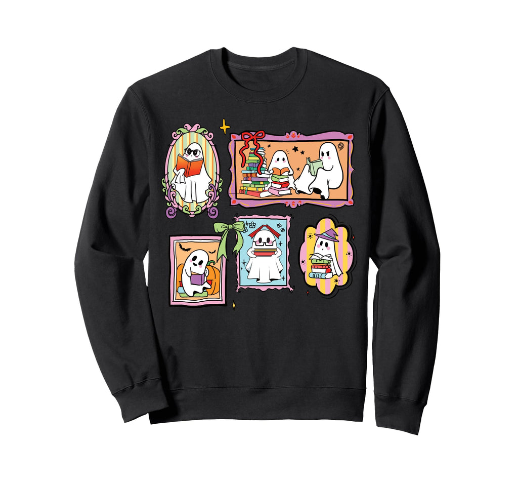 Bookish Ghosts Reading Book Nerd Sweatshirt - Custom Art Print for Adults - T-Shirt, Sweatshirt, Hoodie