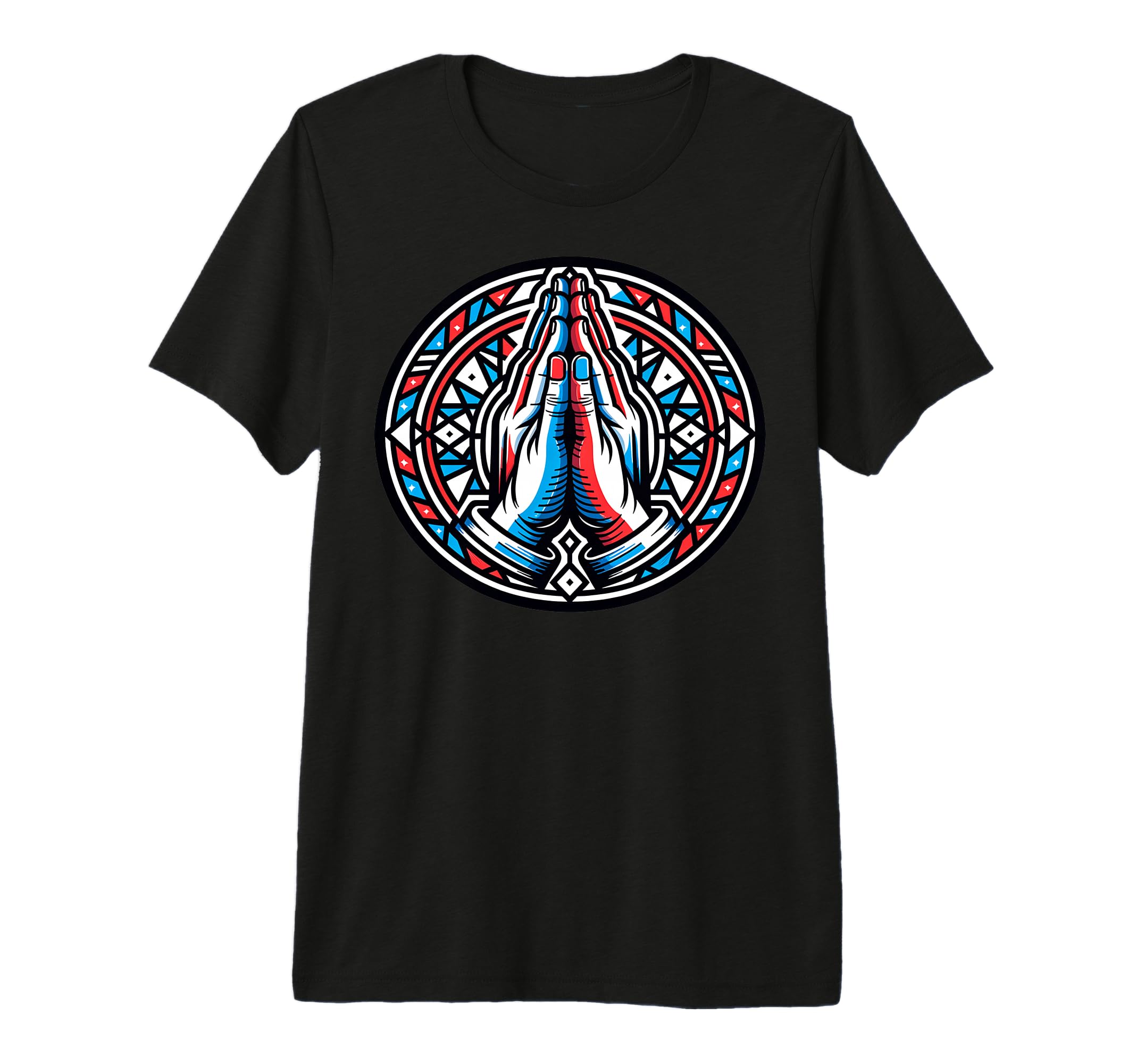Colorful Geometric Praying Hands T-Shirt - Fun Novelty Design Men Women - T-Shirt, Sweatshirt, Hoodie