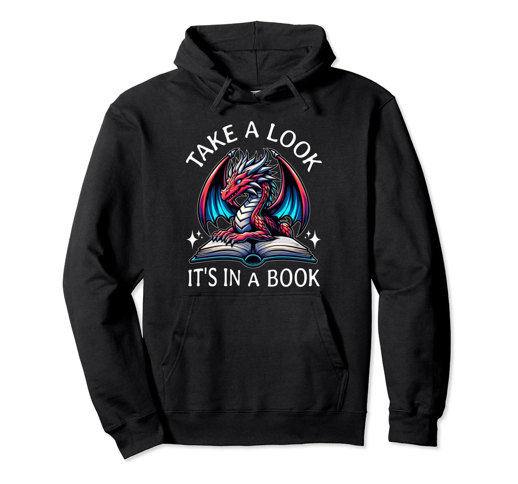 Dragon Reading Bookworm Book Hoodie - Custom Art Print for Adults - T-Shirt, Sweatshirt, Hoodie