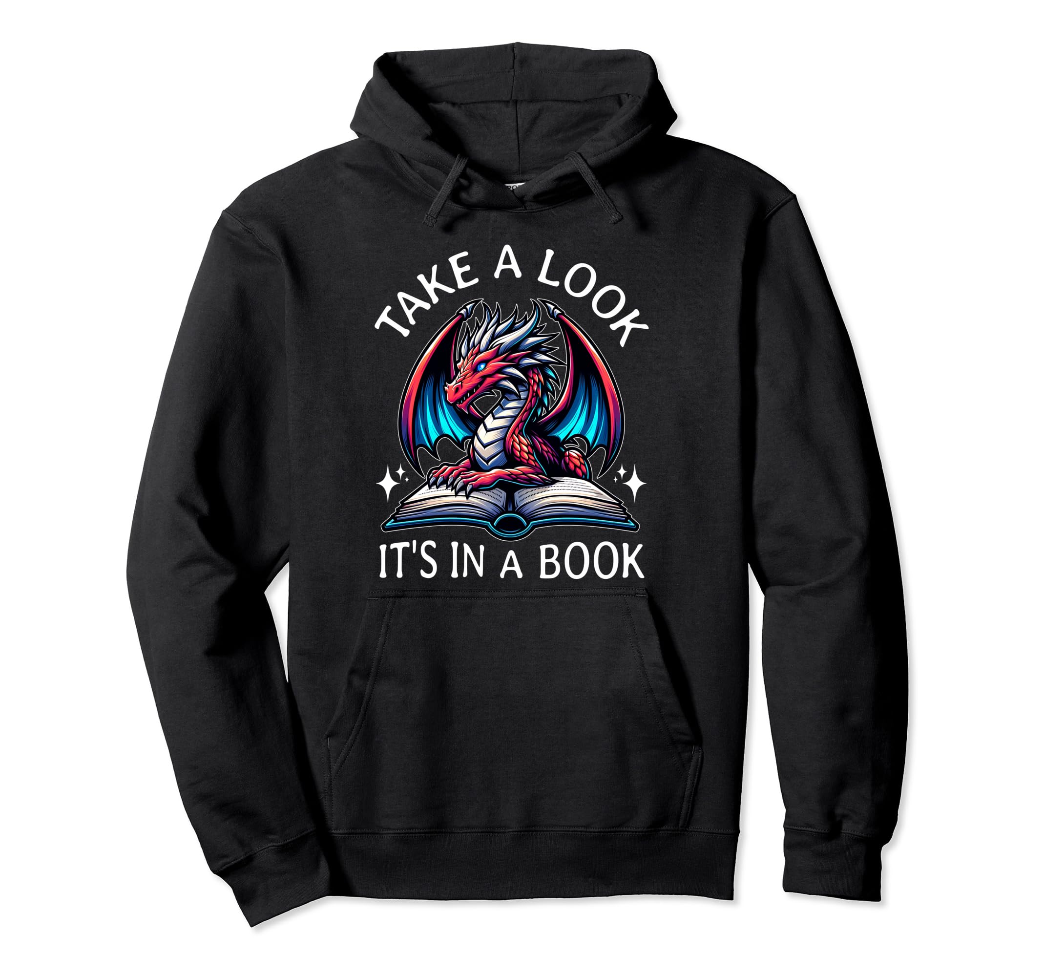 Dragon Reading Bookworm Book Hoodie - Custom Art Print for Adults - T-Shirt, Sweatshirt, Hoodie