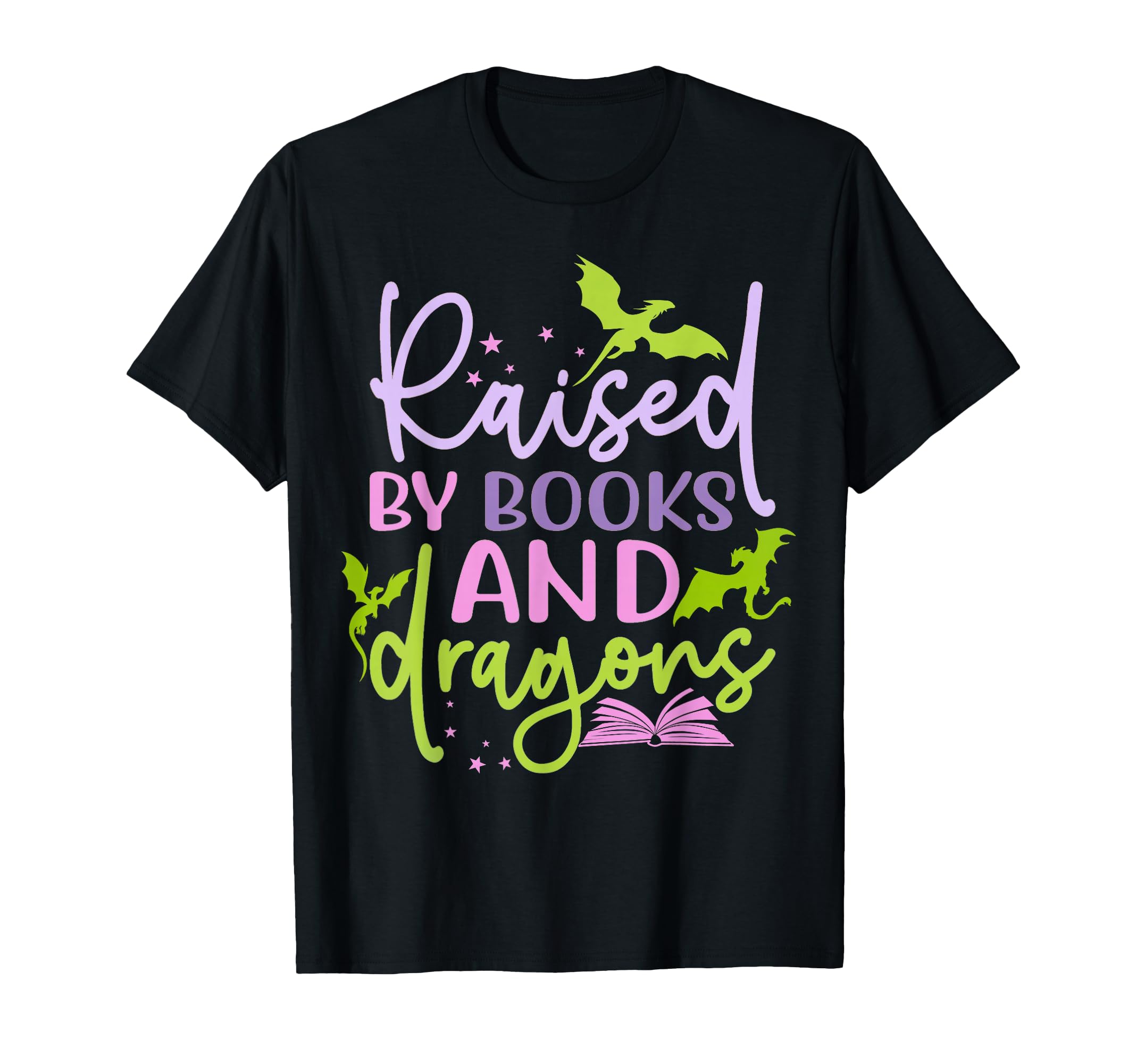 Raised Books And Dragons Fantasy T-Shirt - Fun Novelty Design Men Women - T-Shirt, Sweatshirt, Hoodie
