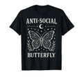 Anti Social Butterfly White Line Art T-Shirt - Minimalist Print for Adults - T-Shirt, Sweatshirt, Hoodie
