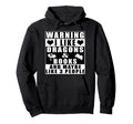 Warning I Like Dragons And Books And Hoodie - Minimalist Print Unisex - T-Shirt, Sweatshirt, Hoodie