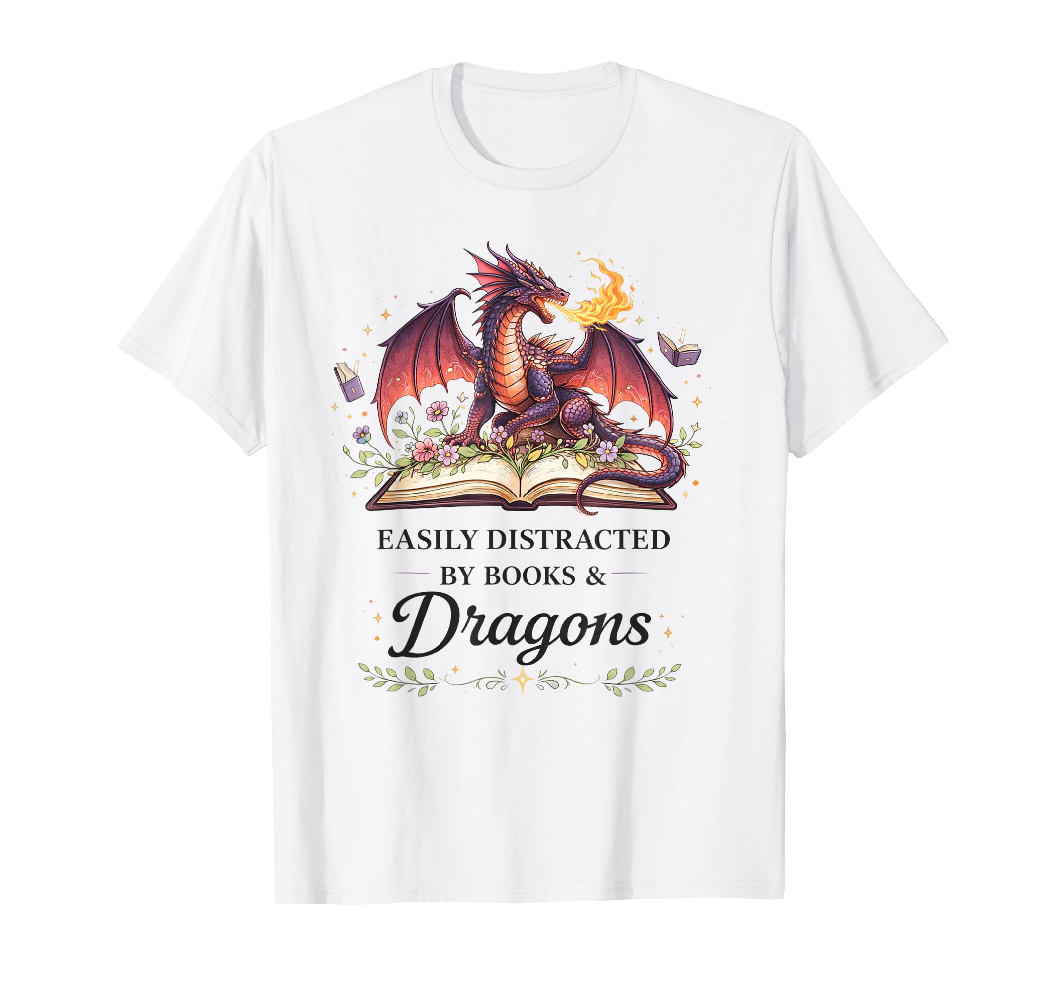 Easily Distracted Books Dragons T-Shirt - Novelty Apparel for Adults - T-Shirt, Sweatshirt, Hoodie