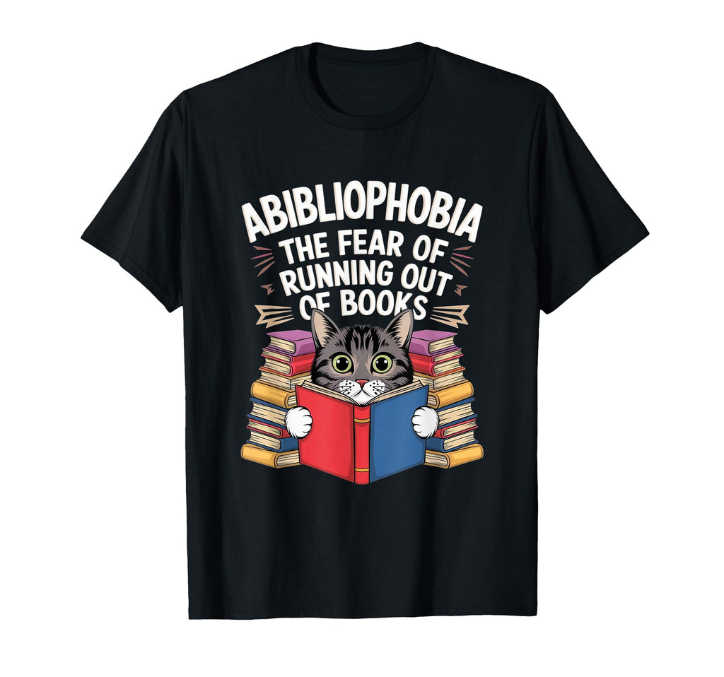 Abibliophobia Funny Cat Reading T-Shirt - Aesthetic Graphic Unisex - T-Shirt, Sweatshirt, Hoodie