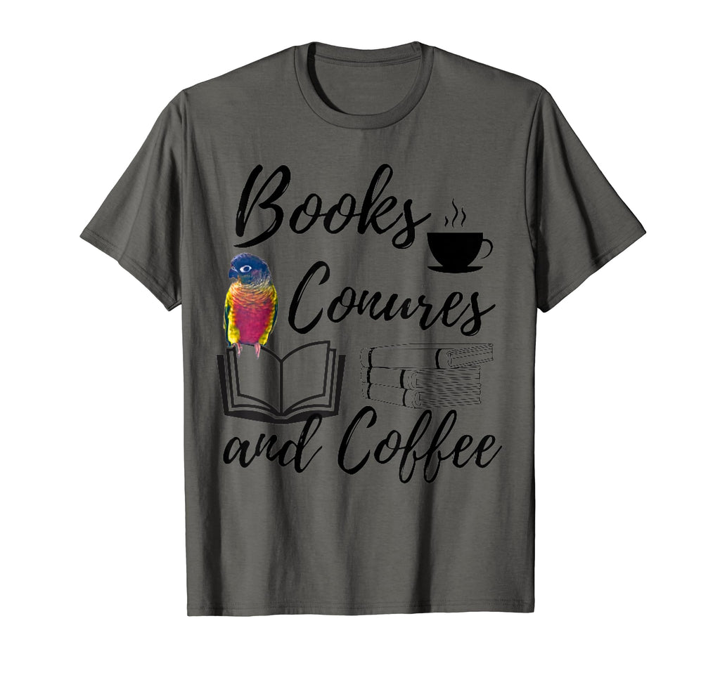 Books Conures And Coffee Bird Parrots T-Shirt - Graphic Print Men Women - T-Shirt, Sweatshirt, Hoodie
