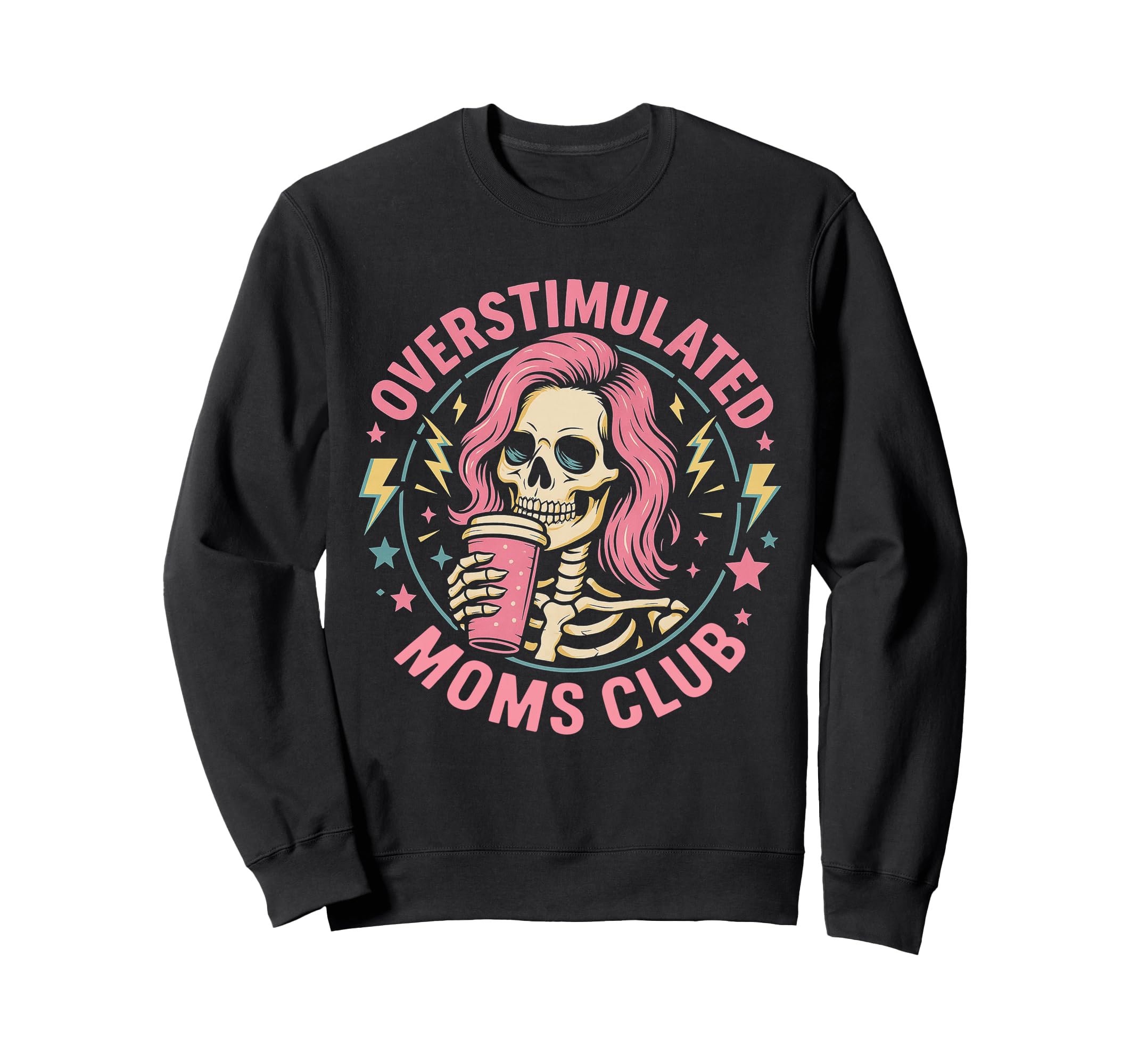 Overstimulated Moms Club Funny Sweatshirt - Minimalist Print Men Women - T-Shirt, Sweatshirt, Hoodie