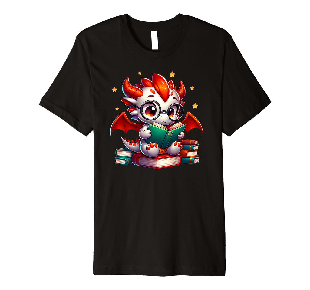 Dragon Glasses Reading Book Bookworm Nerd T-Shirt - Novelty Apparel Unisex - T-Shirt, Sweatshirt, Hoodie