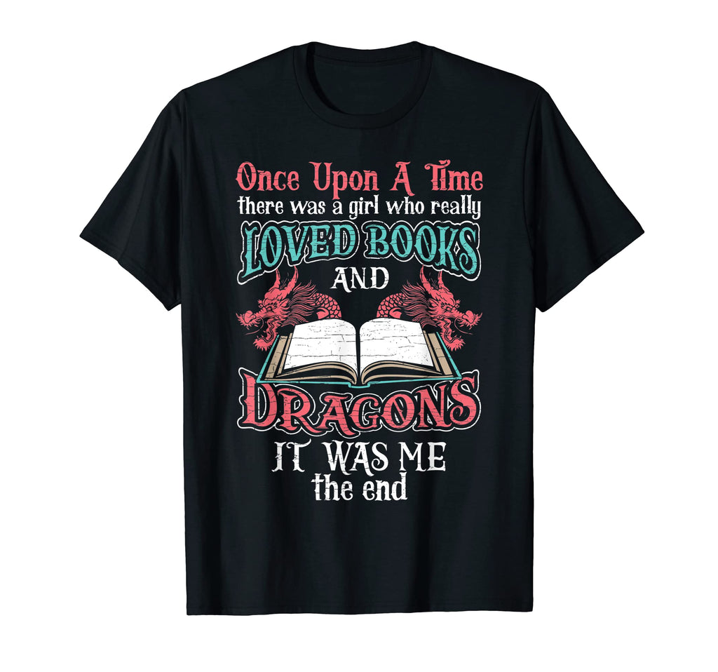 There Was Who Loved Books And Dragons T-Shirt - Minimalist Print for Adults - T-Shirt, Sweatshirt, Hoodie