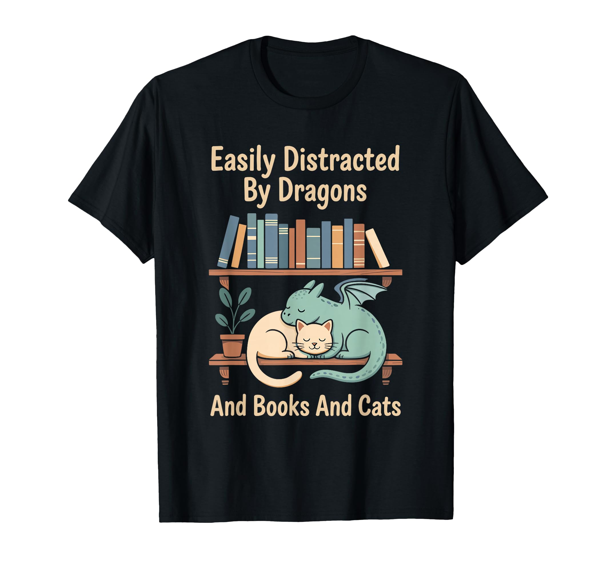 Cat And Dragon Kawaii Fantasy Book T-Shirt - Custom Art Print for Adults - T-Shirt, Sweatshirt, Hoodie