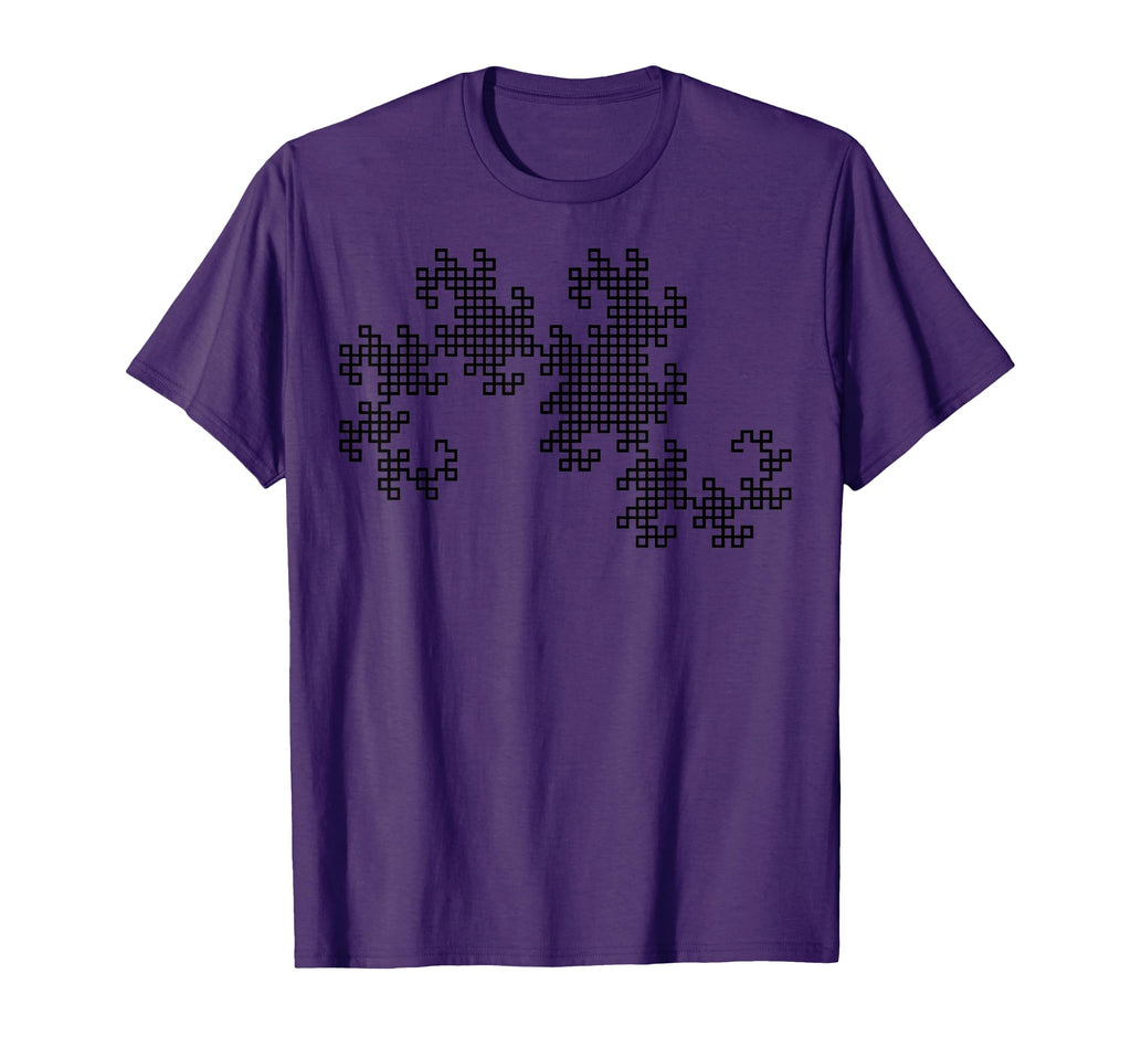 Nerdy Black Dragon Curve Fractal T-Shirt - Aesthetic Graphic for Adults - T-Shirt, Sweatshirt, Hoodie