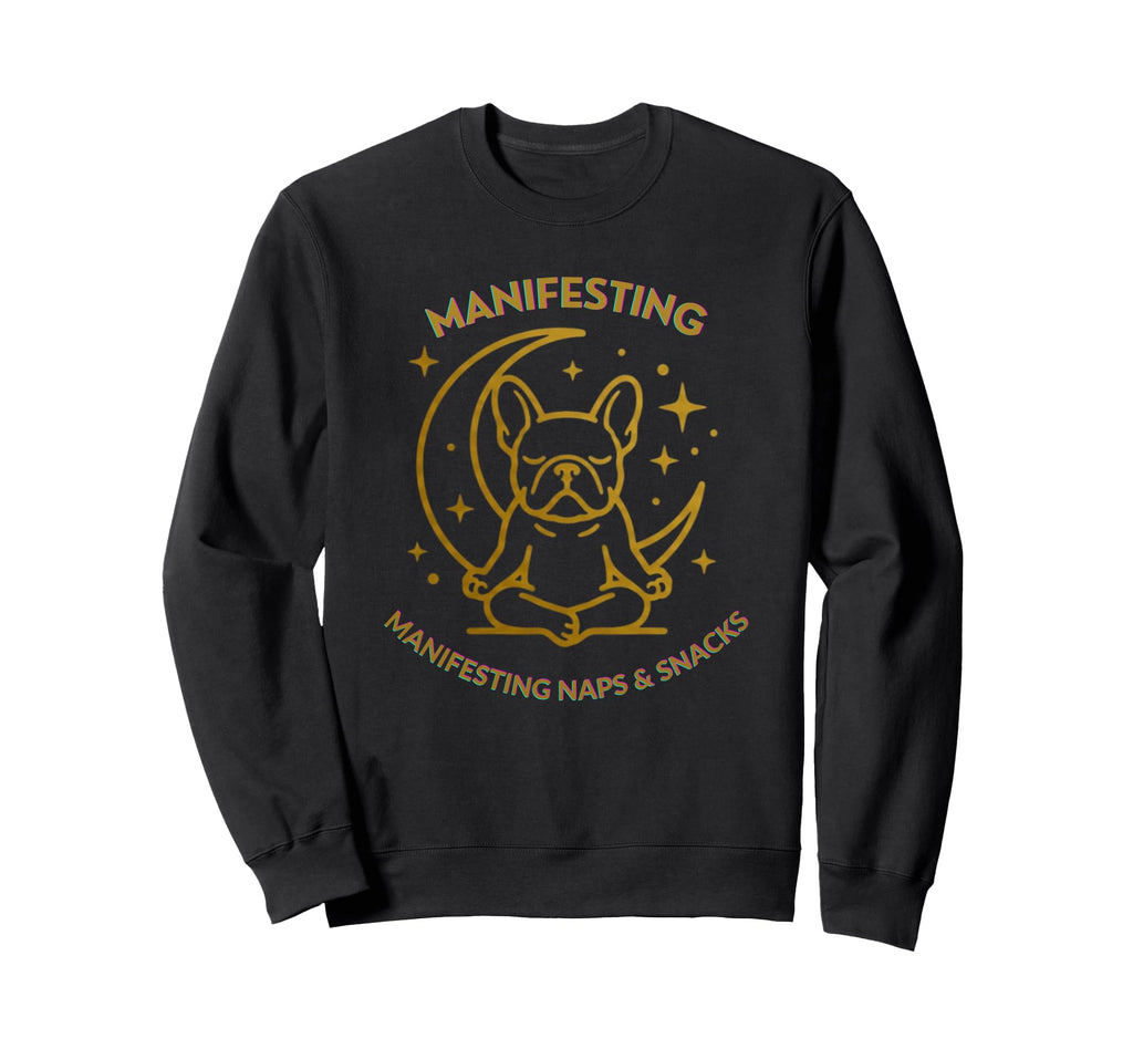 Funny French Bulldog Meditation Moon Sweatshirt - Graphic Print Men Women - T-Shirt, Sweatshirt, Hoodie