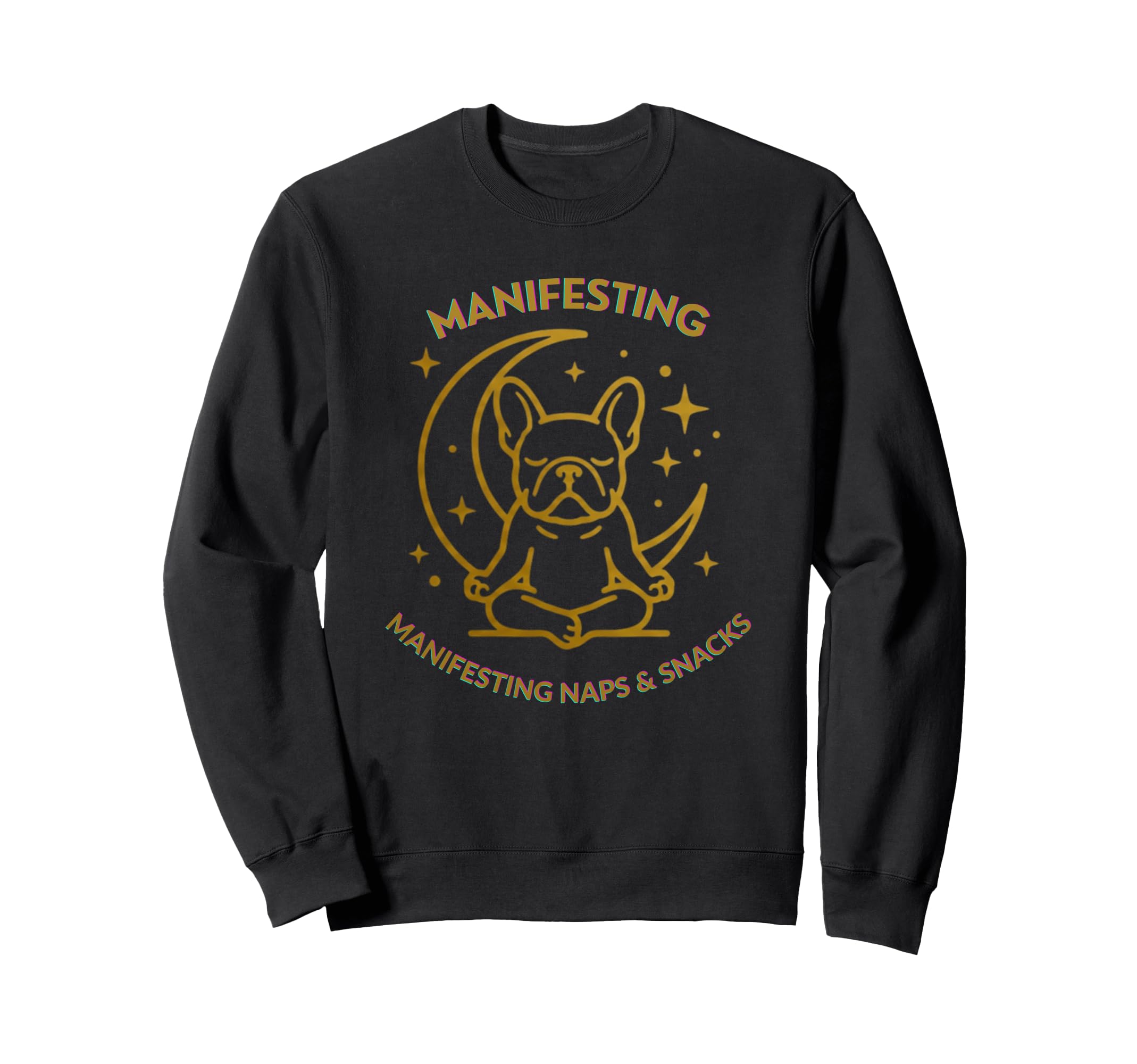 Funny French Bulldog Meditation Moon Sweatshirt - Graphic Print Men Women - T-Shirt, Sweatshirt, Hoodie