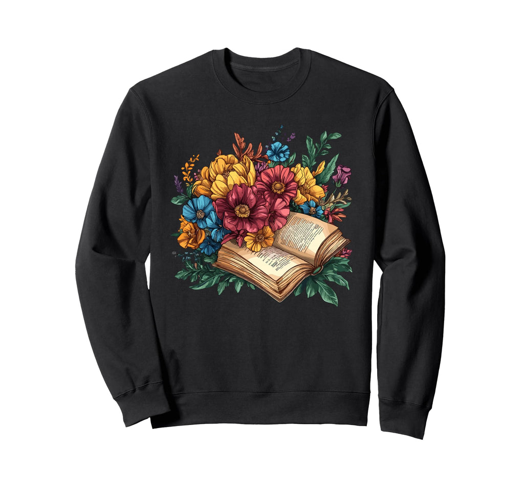 Open Book Wildflowers Bibliophile Soul Sweatshirt - Trendy Graphic Unisex - T-Shirt, Sweatshirt, Hoodie