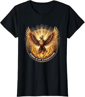 Sober Is My Superpower Phoenix Recovery Design T-Shirt Unisex T-shirt, Sweatshirt, Hoodie, Long Sleeve Tee - T-Shirt, Sweatshirt, Hoodie