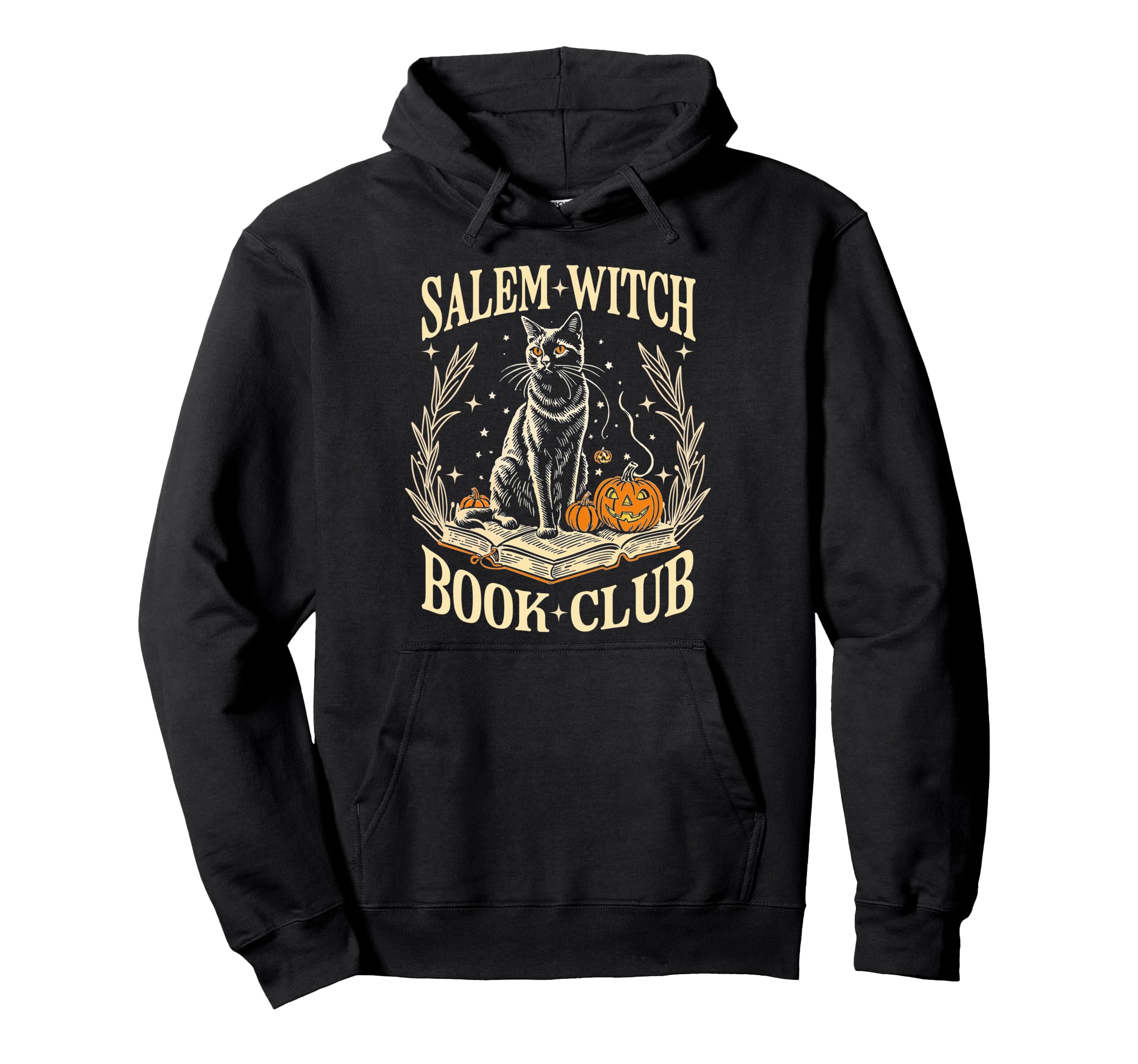 Salem Witch Book Club Spooky Black Cat Hoodie - Custom Art Print Men Women - T-Shirt, Sweatshirt, Hoodie