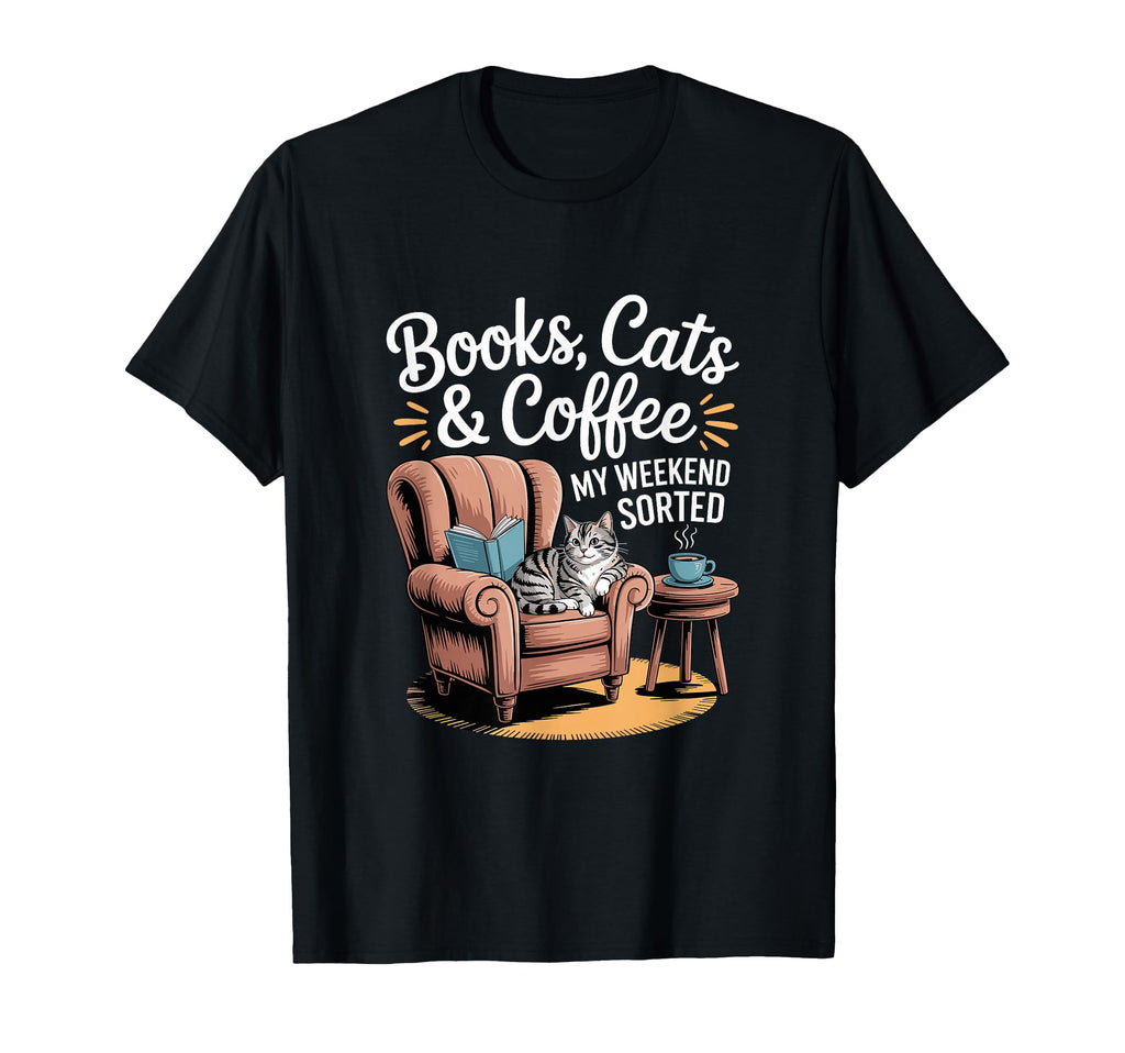Book Lovers Cats Books Cats And T-Shirt - Fun Novelty Design for Adults - T-Shirt, Sweatshirt, Hoodie