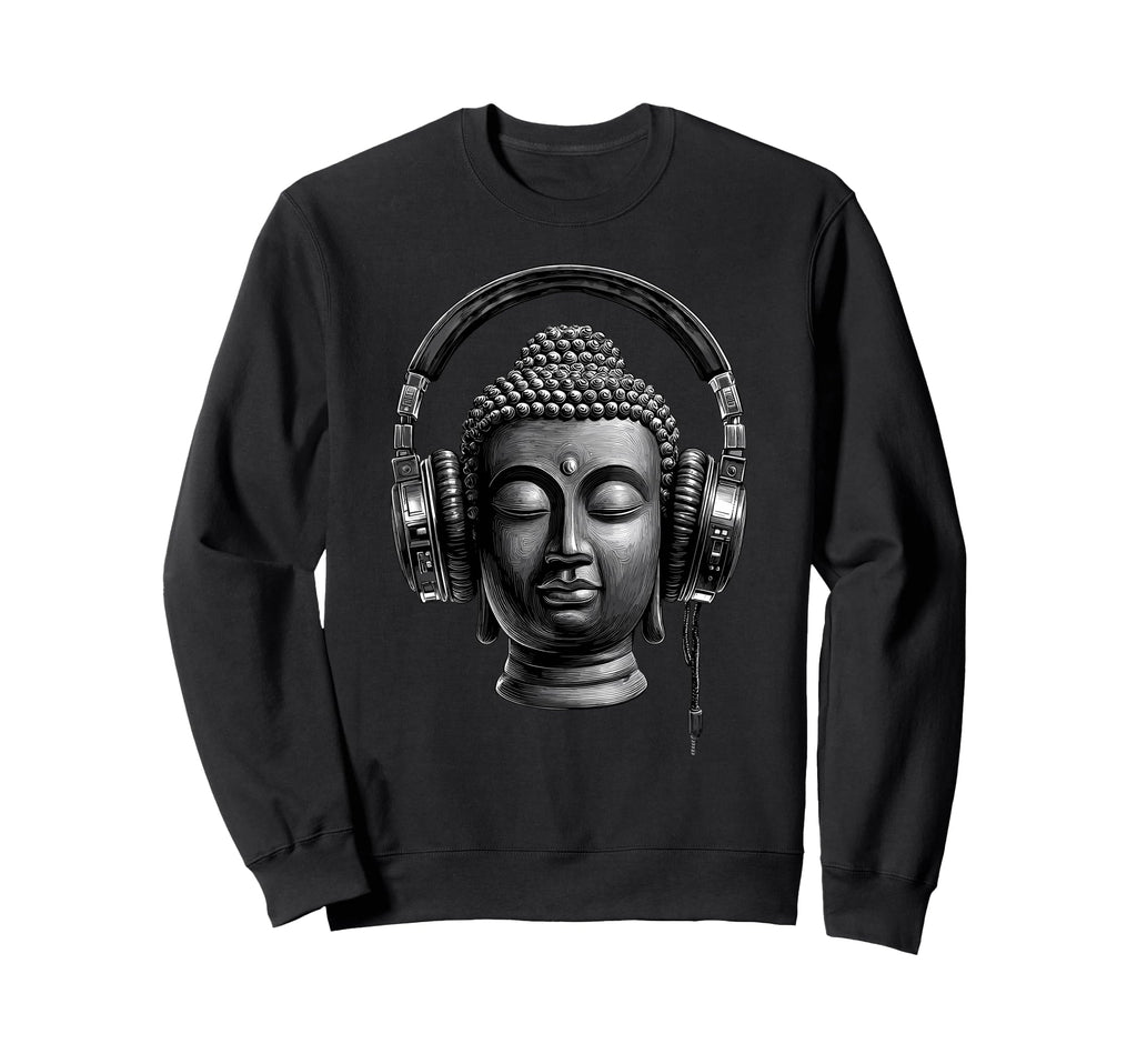 Buddha Headphones Mindfulness Sweatshirt - Casual Everyday Wear Men Women - T-Shirt, Sweatshirt, Hoodie