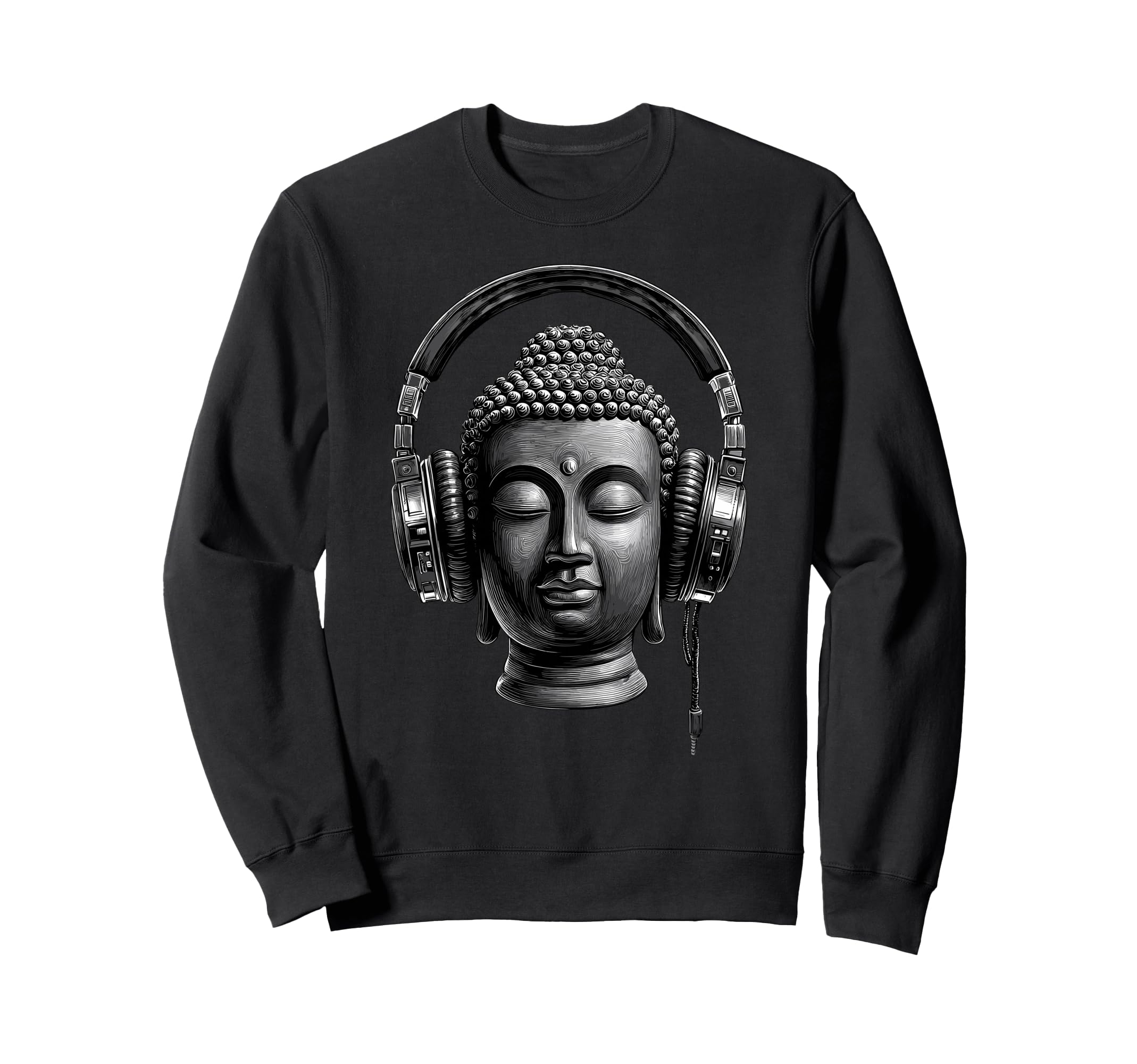 Buddha Headphones Mindfulness Sweatshirt - Casual Everyday Wear Men Women - T-Shirt, Sweatshirt, Hoodie