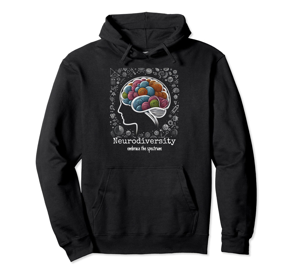 Colorful Rainbow Brain Neurodiversity Hoodie - Novelty Apparel Men Women - T-Shirt, Sweatshirt, Hoodie