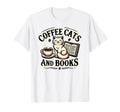 Coffee Cats And Book Reader Book Lovers T-Shirt - Graphic Print Men Women - T-Shirt, Sweatshirt, Hoodie