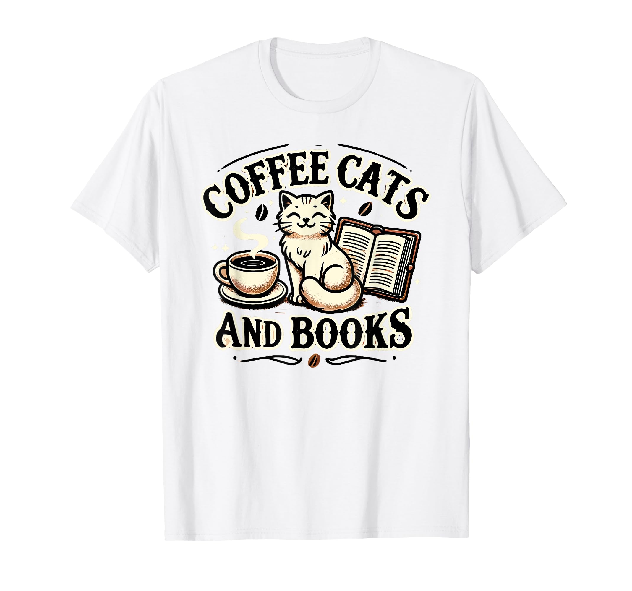 Coffee Cats And Book Reader Book Lovers T-Shirt - Graphic Print Men Women - T-Shirt, Sweatshirt, Hoodie