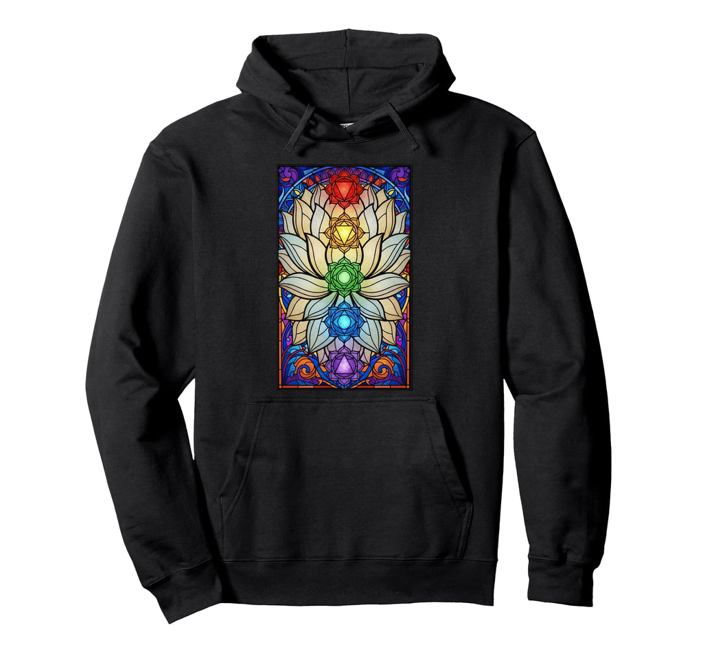 Buddhism Chakras Stained Glass Spiritual Hoodie - Unique Graphic Men Women - T-Shirt, Sweatshirt, Hoodie